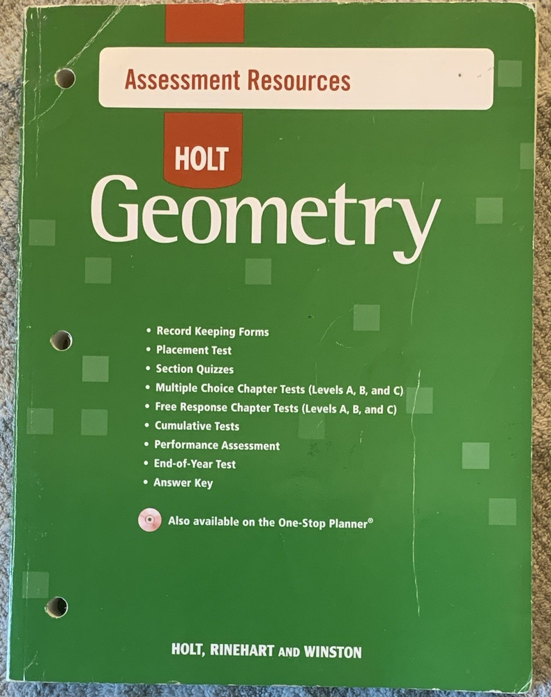 Holt Geometry Assessment Resources Answer Key Workbook Paperback 2000 High Sch