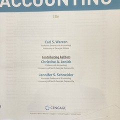 Cengage Accounting Loose Leaf 28th Edition Jonick Warren Schneider 28e NEW